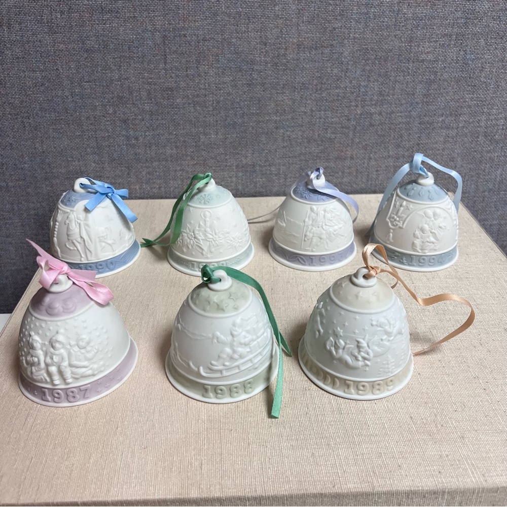 Vintage Lladró Christmas Bells, Set Of 7